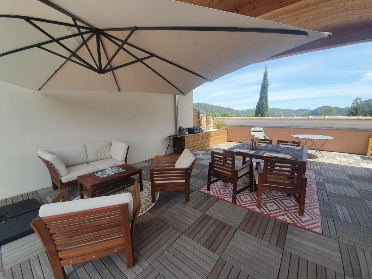 Terrasse 130M2 Panoramique Avec Climatisation Piscine - 3 Chambres Gréoux-les-Bains Kültér fotó